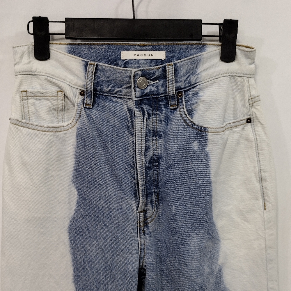 Pacsun Ultra High Rise Slim Jeans Women's 25 Blue White Button Fly Boho 90s Y2K - Picture 2 of 11
